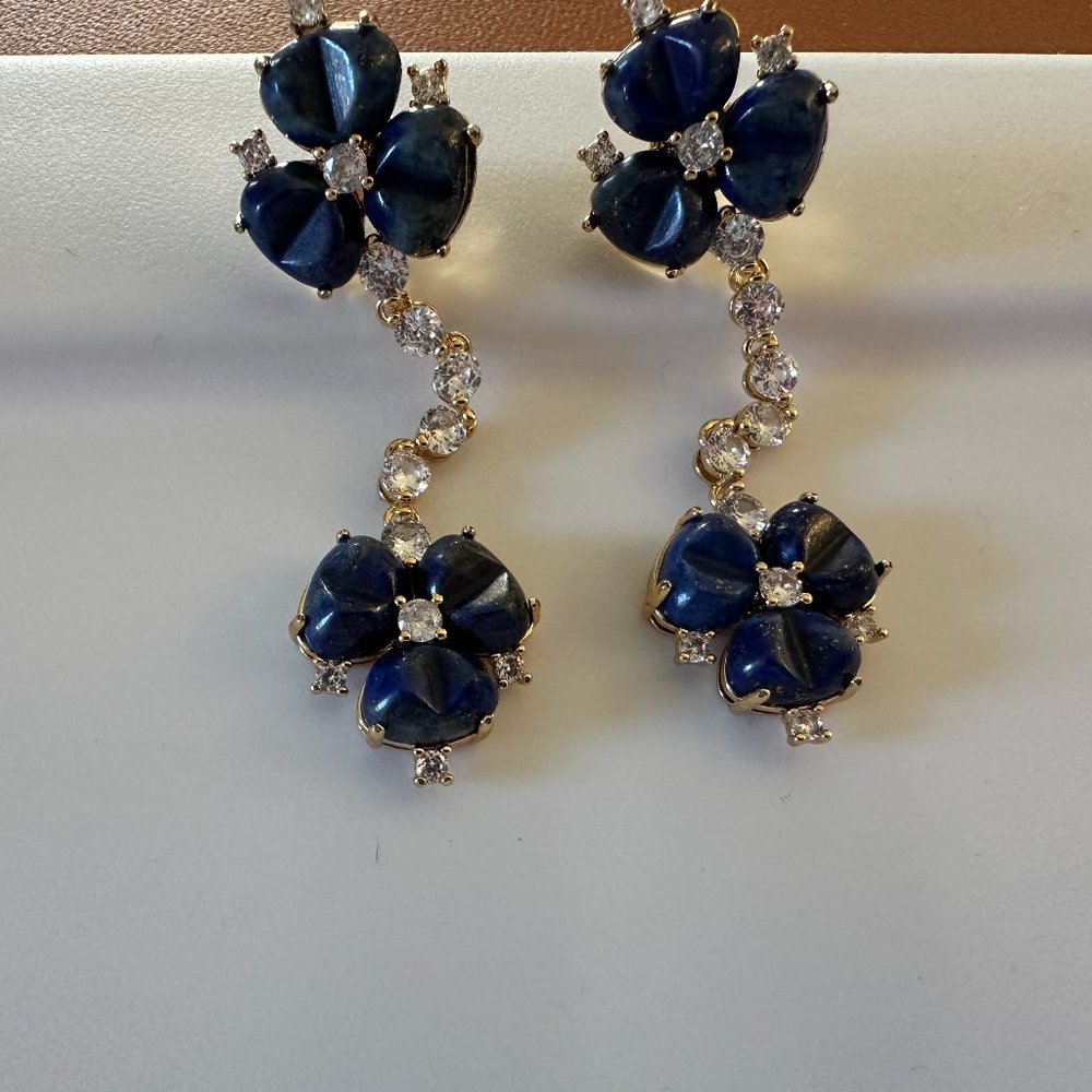 Nicola Bathie Blue Flower drop earrings